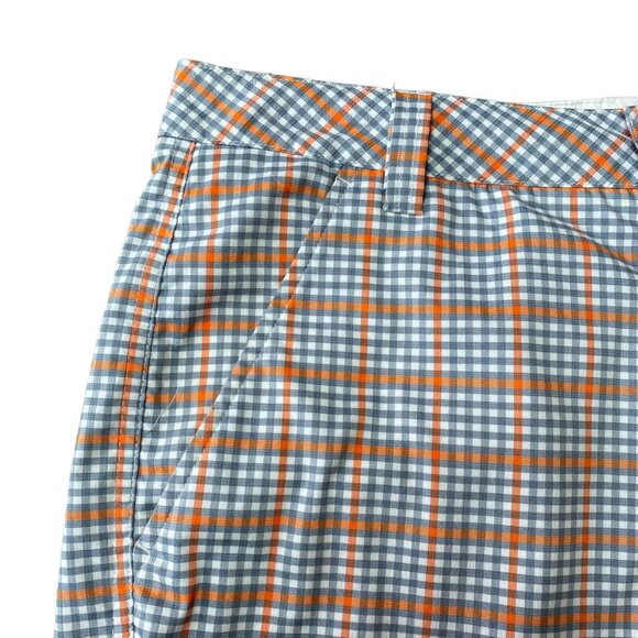 PUMA DRYCELL Golf Shorts Mens 30 Chino Lightweight Stretch Gray Orange Check - Picture 4 of 6
